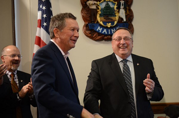 Ohio Governor John Kasich with Governor LePage in Augusta, March 26, 2015.